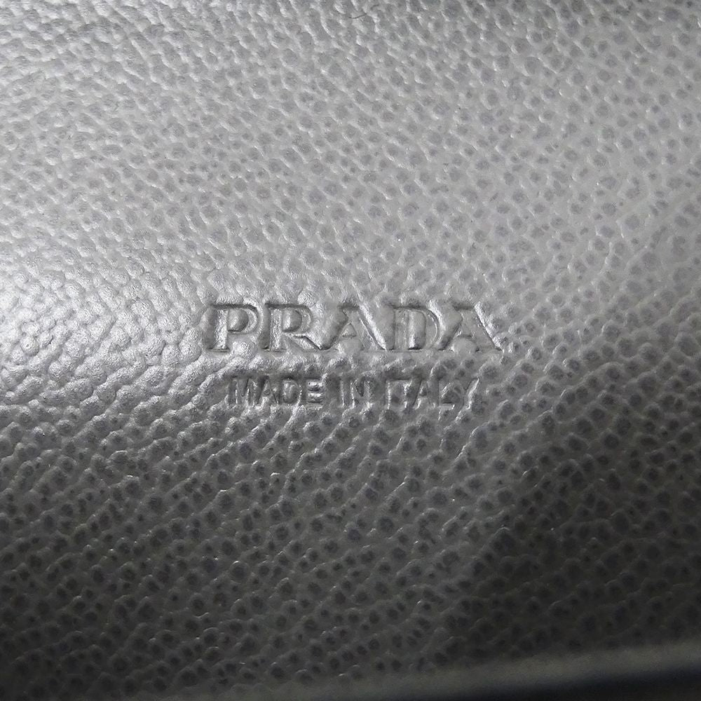 Prada Wallet Leather Black Zip Around Logo — view 5