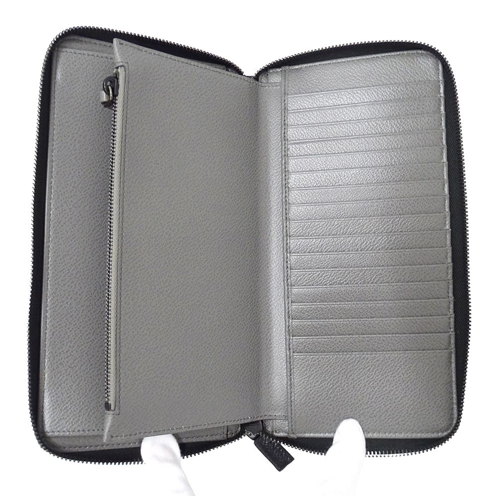 Prada Wallet Leather Black Zip Around Logo — view 4