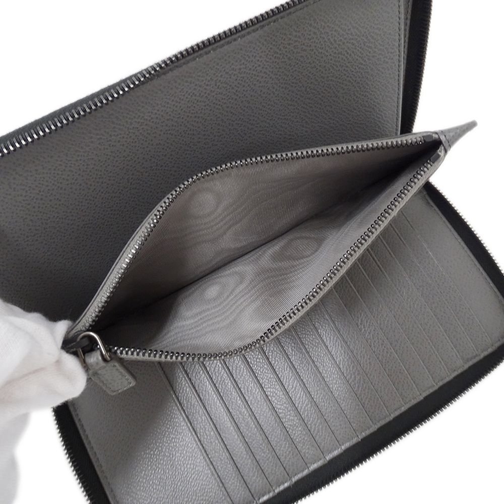 Prada Wallet Leather Black Zip Around Logo — view 8