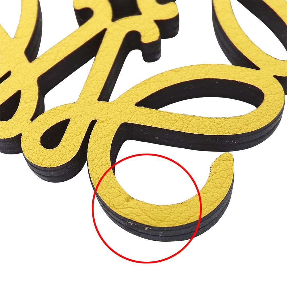 Loewe Key Ring Key Holder Bag Charm Anagram Leather Yellow — view 7