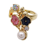 Louis Vuitton Ring LV Botanica Rhinestone Gold M Flower Large — view 7