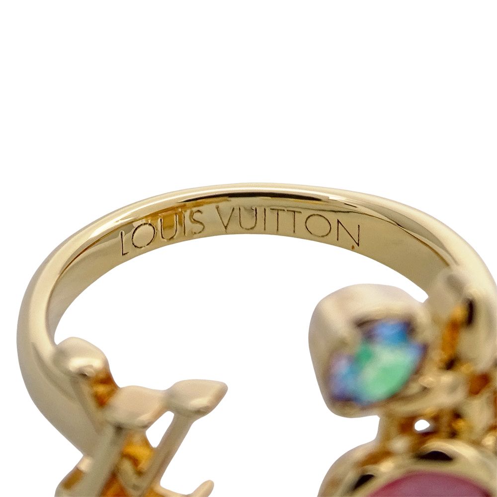 Louis Vuitton Ring LV Botanica Rhinestone Gold M Flower Large — view 6