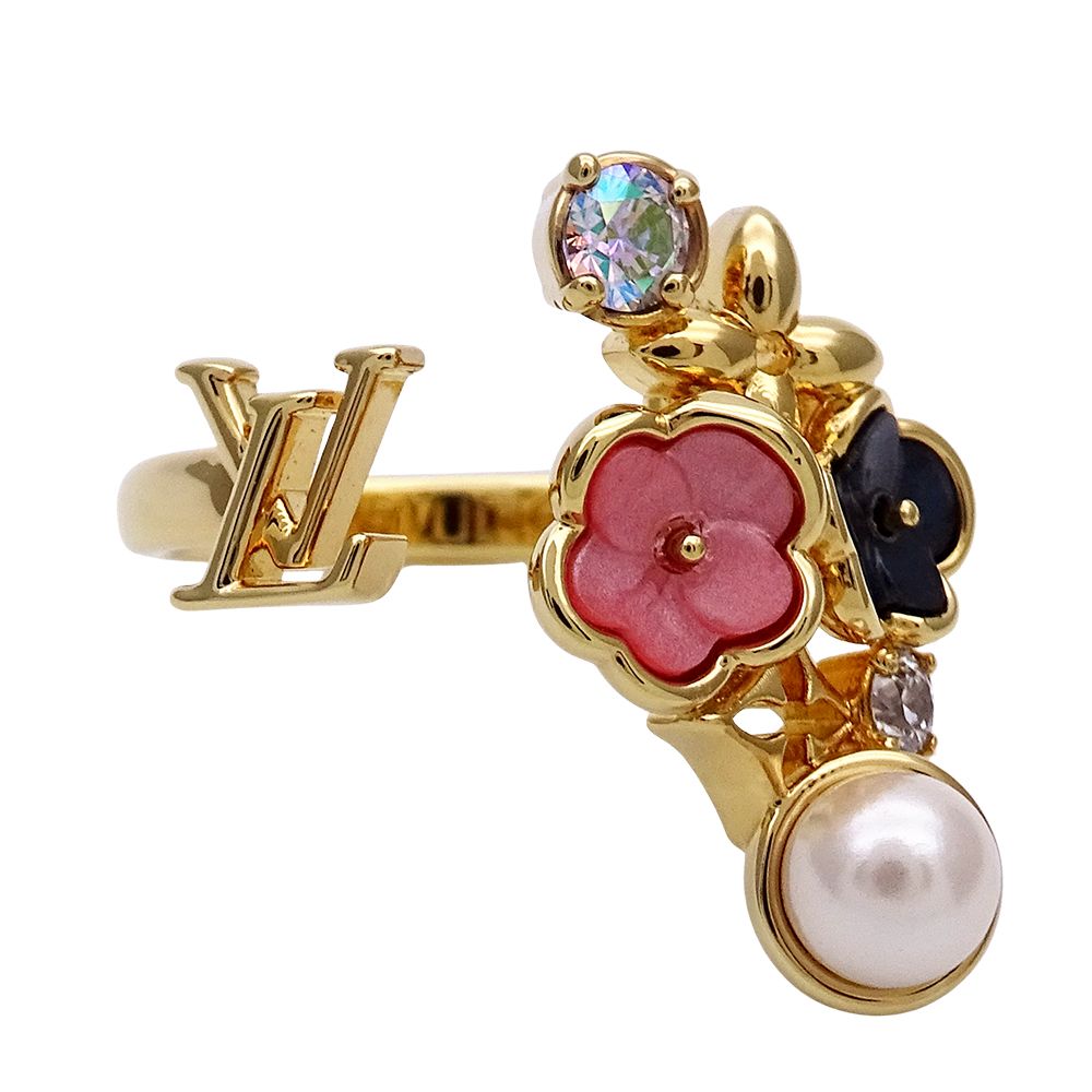 Louis Vuitton Ring LV Botanica Rhinestone Gold M Flower Large — view 2