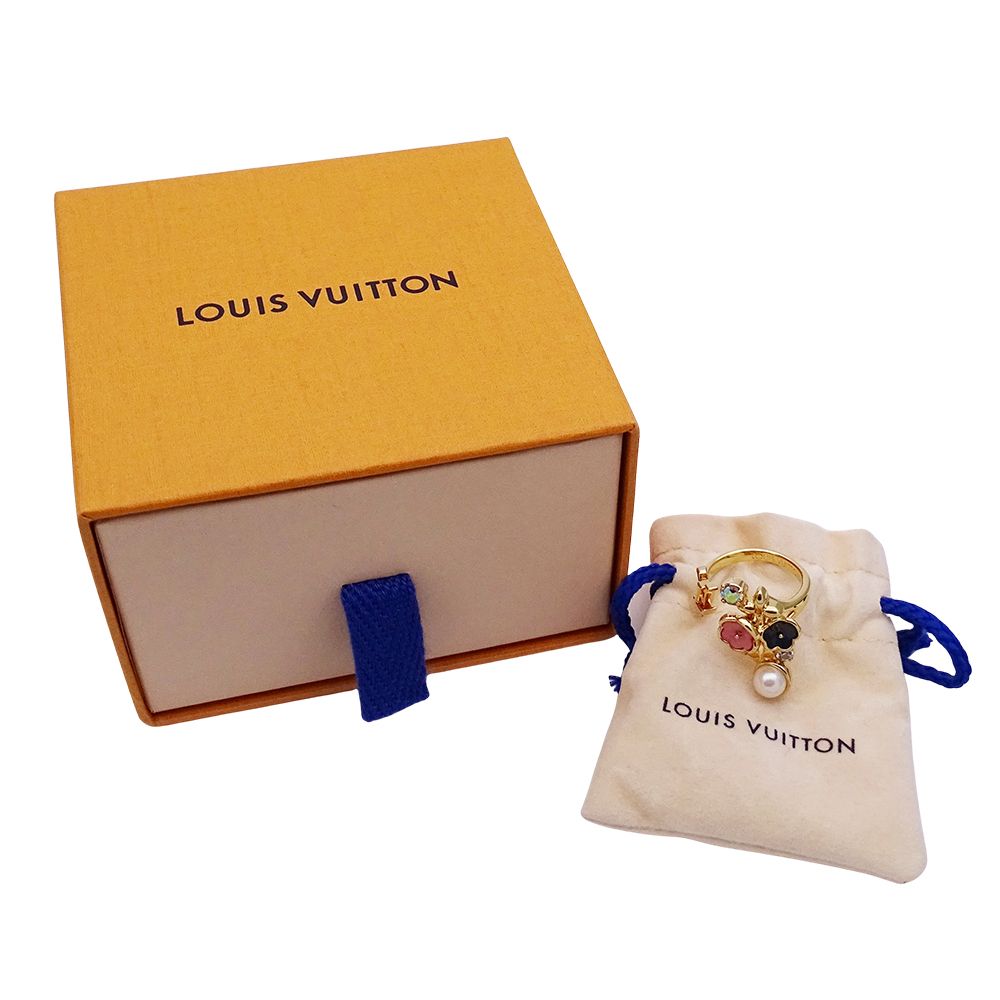 Louis Vuitton Ring LV Botanica Rhinestone Gold M Flower Large — view 9