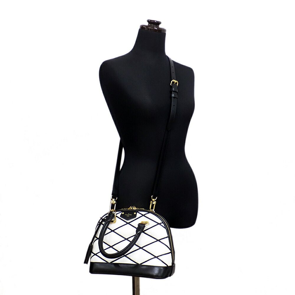 Louis Vuitton Alma BB Bubble Glam Leather White Black Quilted Gold 2-Way Bag — view 7