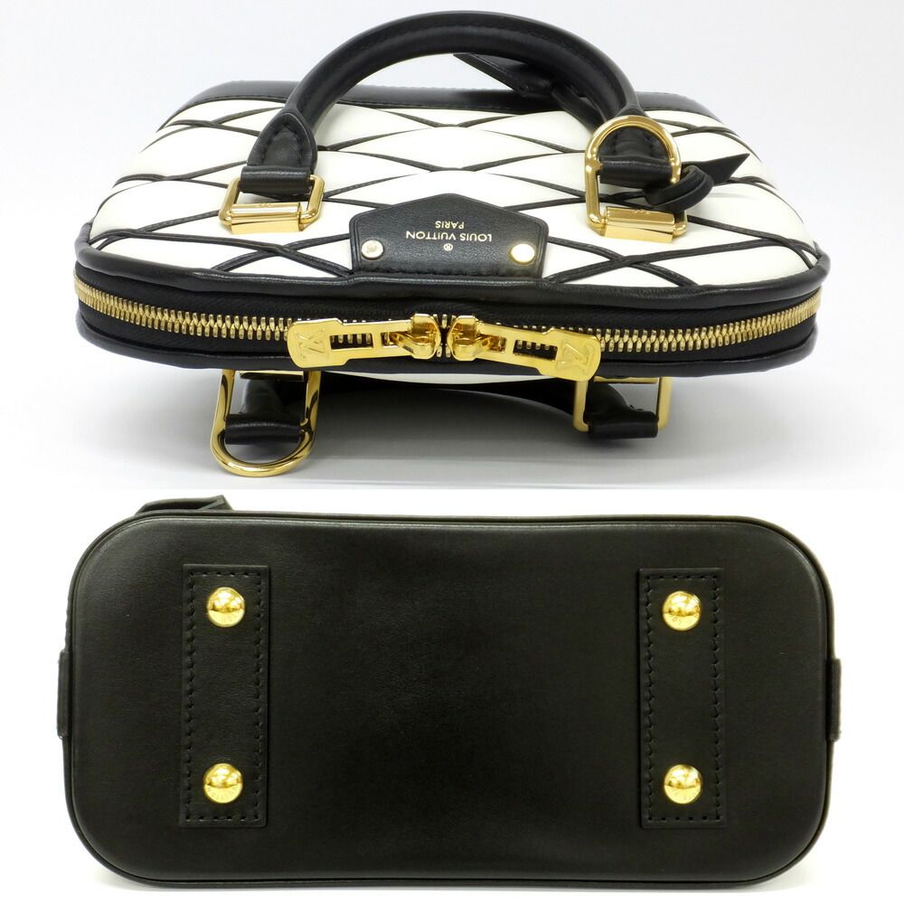Louis Vuitton Alma BB Bubble Glam Leather White Black Quilted Gold 2-Way Bag — view 4