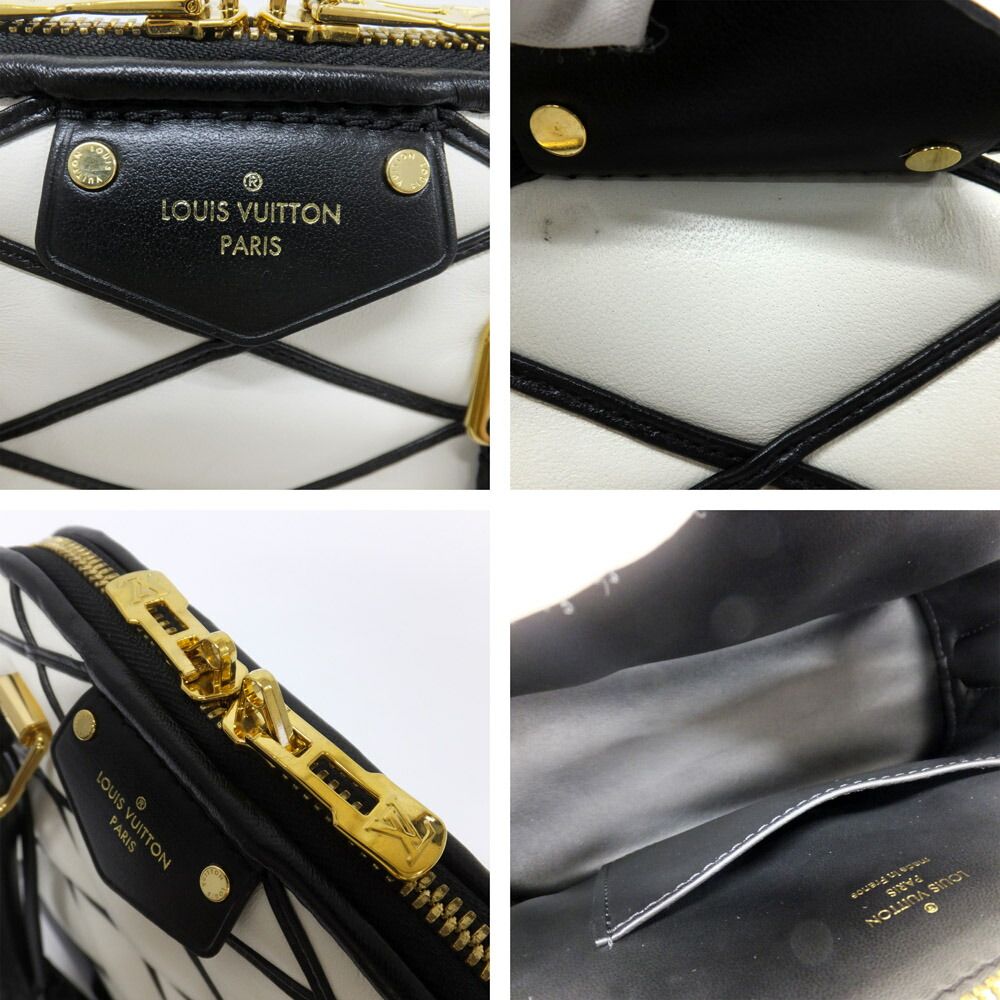 Louis Vuitton Alma BB Bubble Glam Leather White Black Quilted Gold 2-Way Bag — view 6