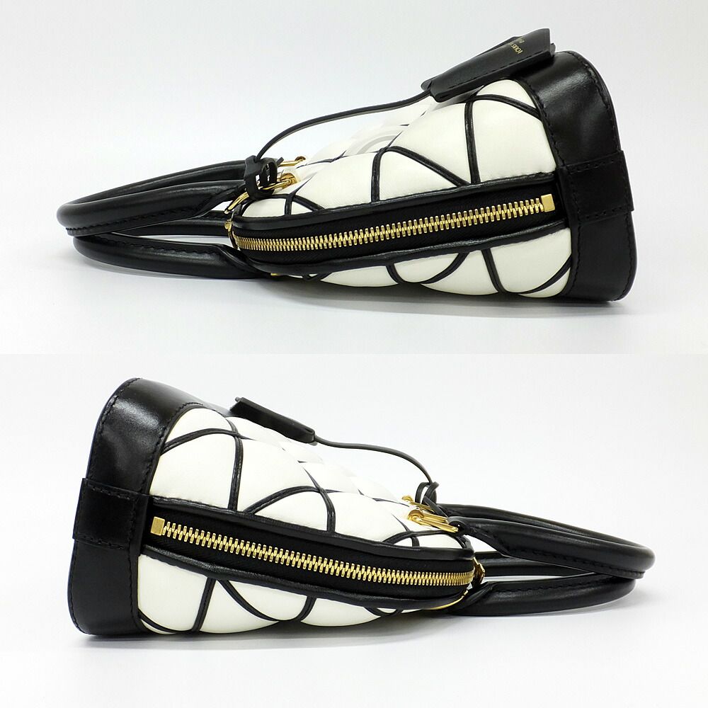 Louis Vuitton Alma BB Bubble Glam Leather White Black Quilted Gold 2-Way Bag — view 3