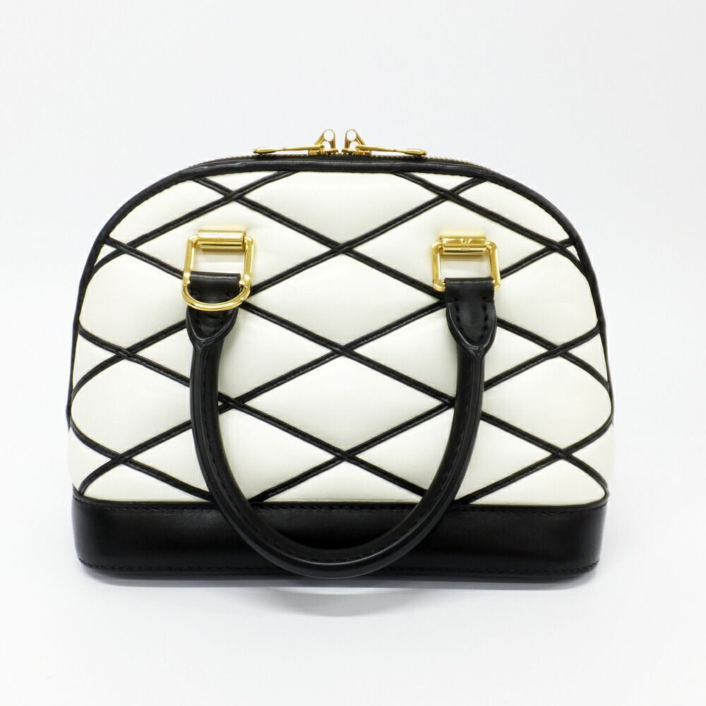 Louis Vuitton Alma BB Bubble Glam Leather White Black Quilted Gold 2-Way Bag — view 2