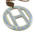 Hermes Necklace Buffalo Horn Pendant Equipe Blue Beige Brown — view 3