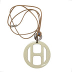 Hermes Necklace Buffalo Horn Pendant Equipe Blue Beige Brown — view 2