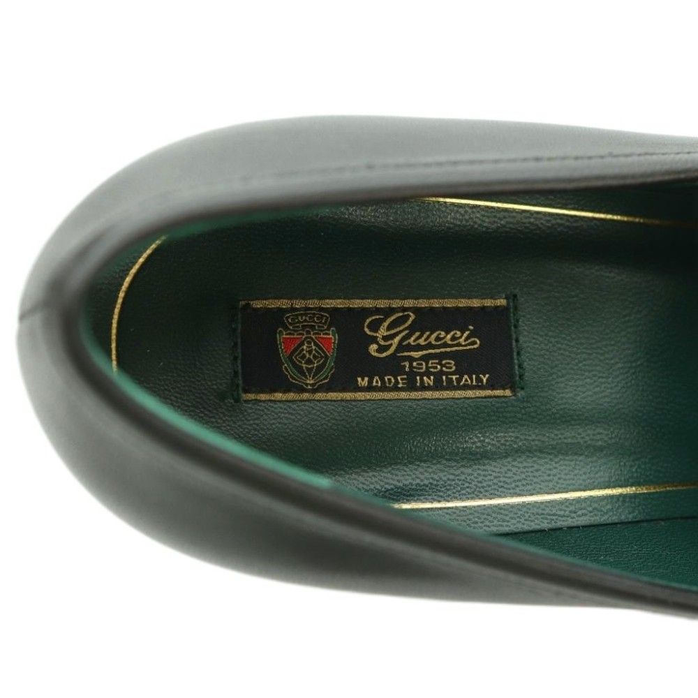 Gucci Horsebit Heel Loafers Moccasin Square Toe Block 36.5 Black — view 8