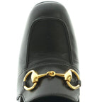 Gucci Horsebit Heel Loafers Moccasin Square Toe Block 36.5 Black — view 9