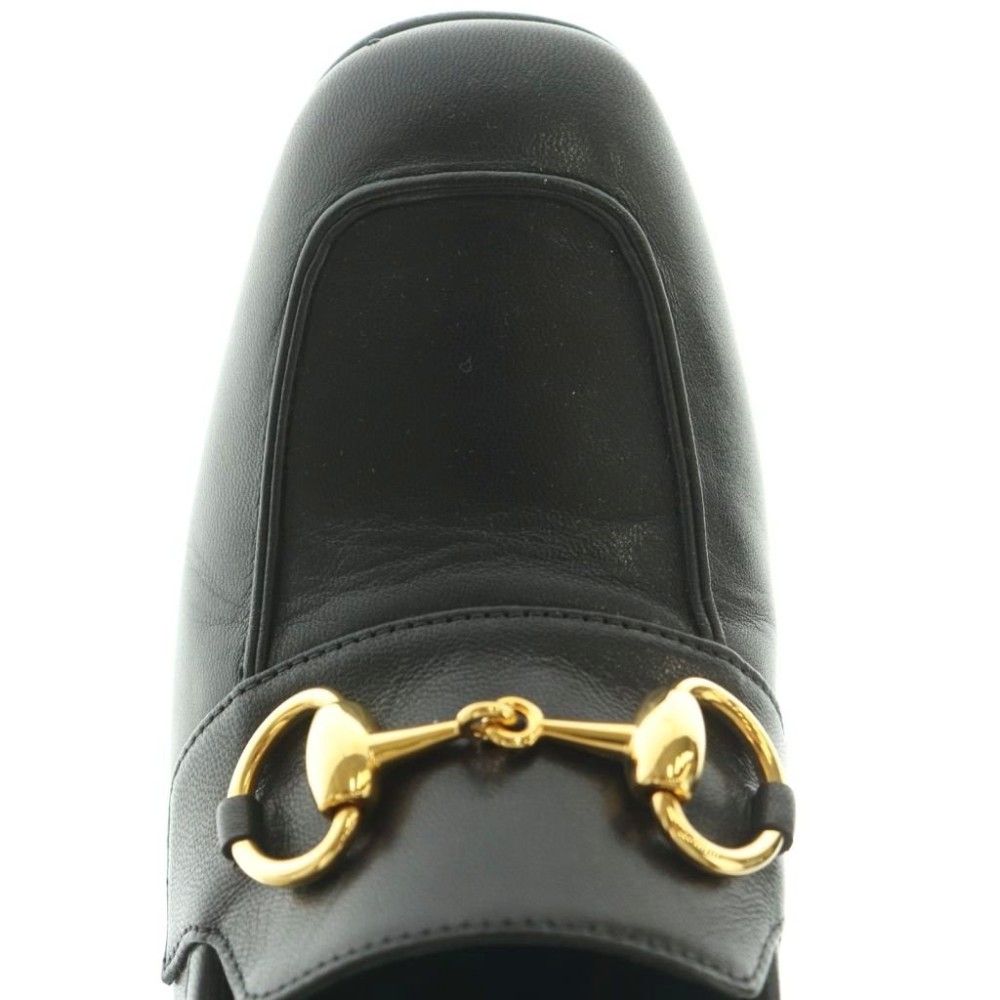 Gucci Horsebit Heel Loafers Moccasin Square Toe Block 36.5 Black — view 9