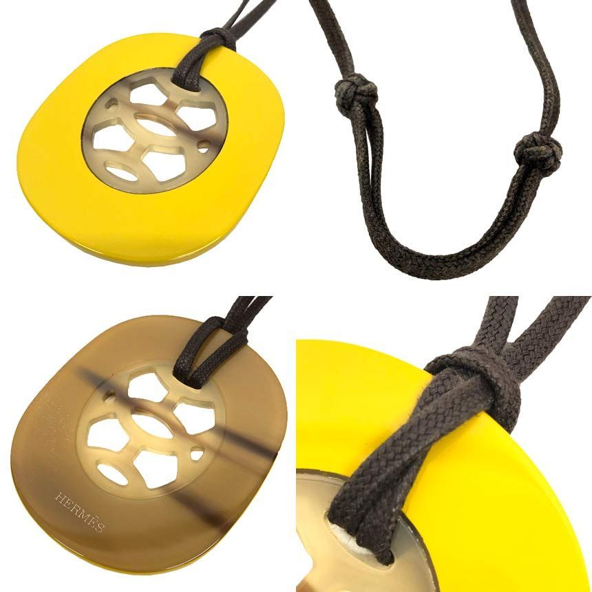 Hermes Lift Necklace Buffalo Horn Lacquer Yellow — view 3