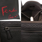 Fendi Roma Flat Tote Silver Leather Suede Gray Red Shoulder Bag — view 9