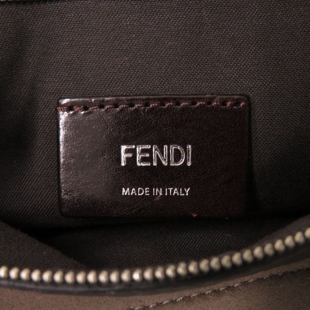 Fendi Roma Flat Tote Silver Leather Suede Gray Red Shoulder Bag — view 5