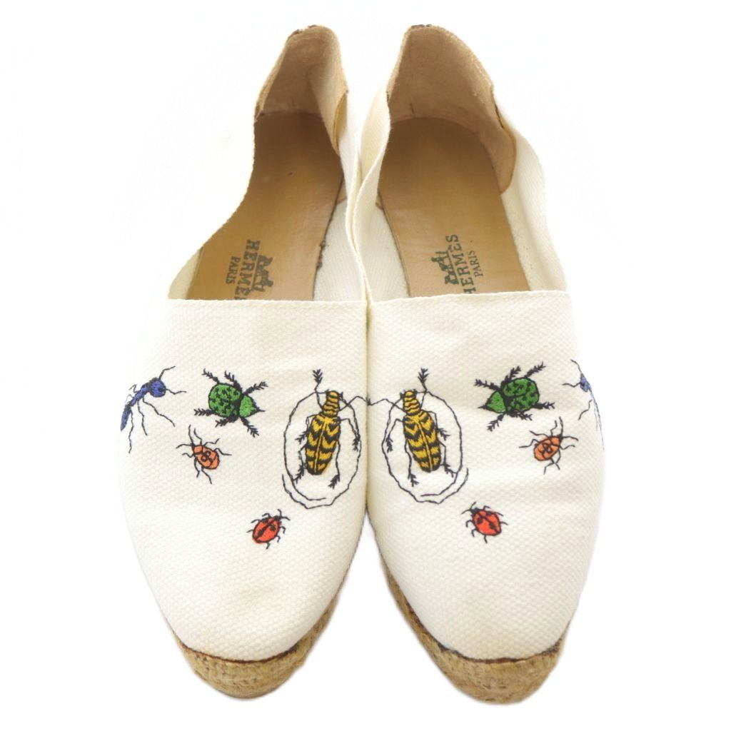 Hermes Flat Shoes Espadrilles White 35 — view 3
