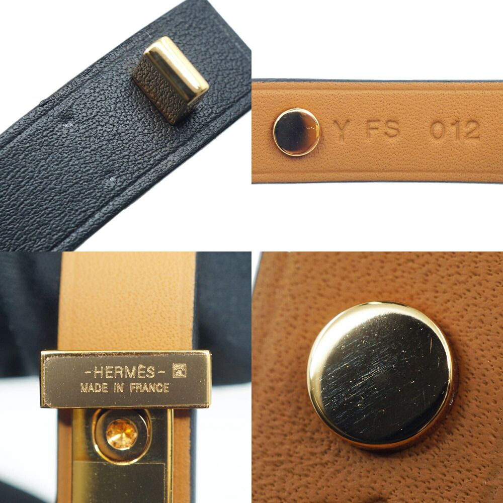 Hermes Asdoucle Bracelet Leather Black Gold T2 — view 8