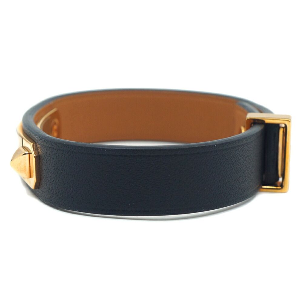 Hermes Asdoucle Bracelet Leather Black Gold T2 — view 4