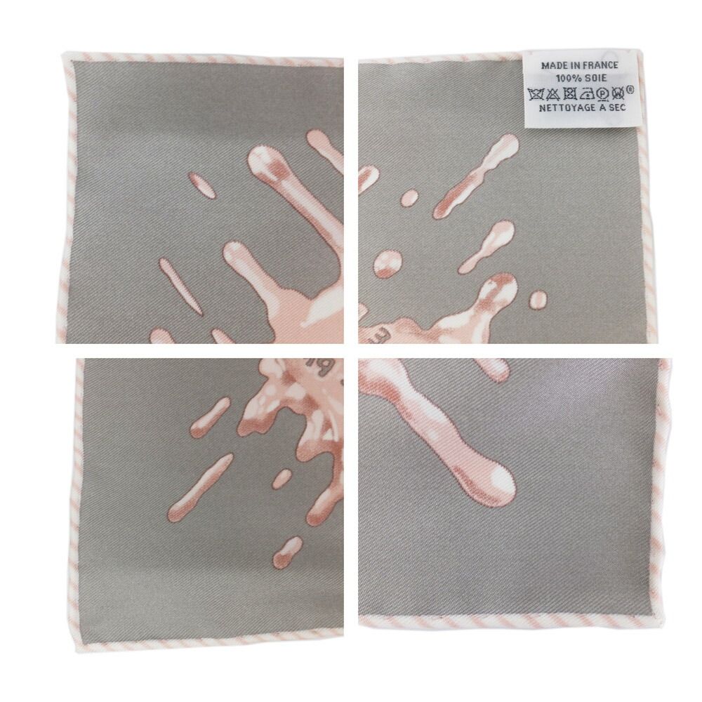 Hermes Carre 45 Gavroche Gray Pink Peinture Fraiche Freshly Painted Scarf — view 8