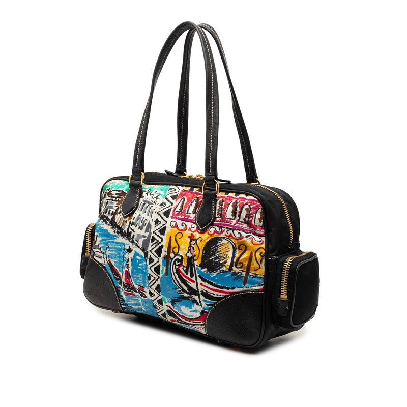 Prada Venezia Handbag Black Multicolor Nylon Leather — view 2