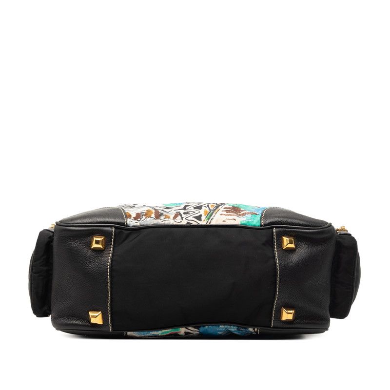 Prada Venezia Handbag Black Multicolor Nylon Leather — view 3