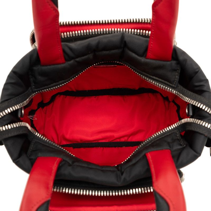 Prada Cago Small 2-Way Shoulder Bag Black Red Nylon — view 4