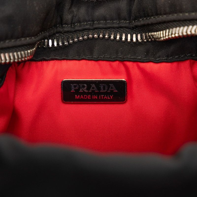 Prada Cago Small 2-Way Shoulder Bag Black Red Nylon — view 5
