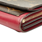 Louis Vuitton Monogram Portefeuille Floral Compact Bifold Wallet Brown Fuchsia — view 4
