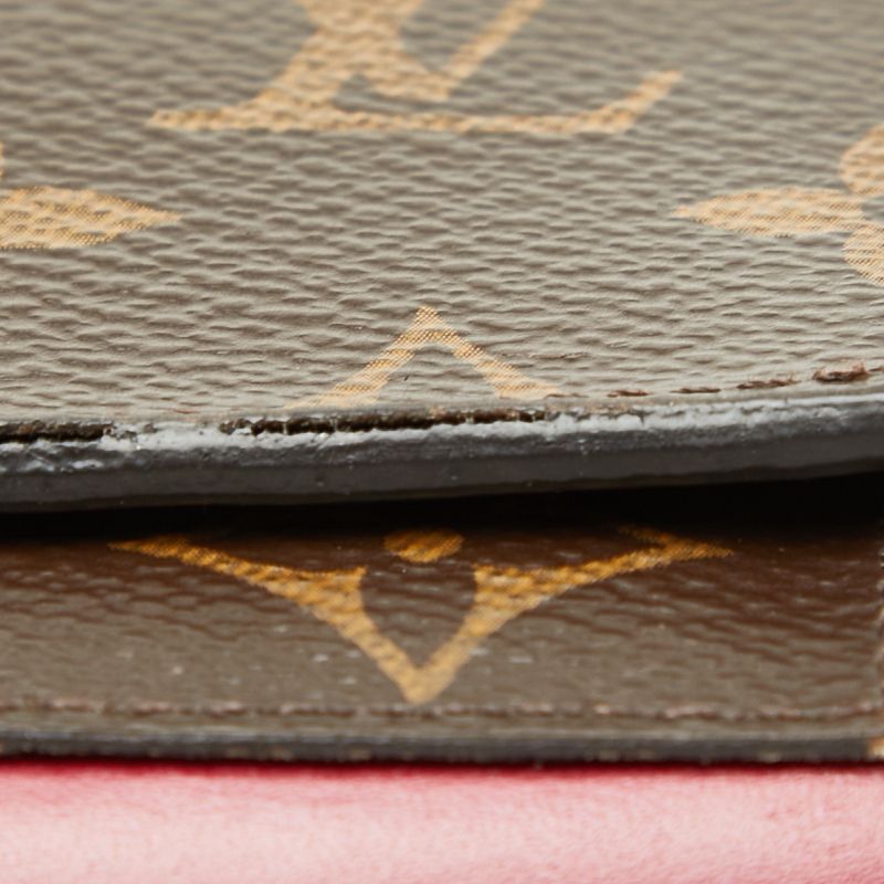 Louis Vuitton Monogram Portefeuille Floral Compact Bifold Wallet Brown Fuchsia — view 6