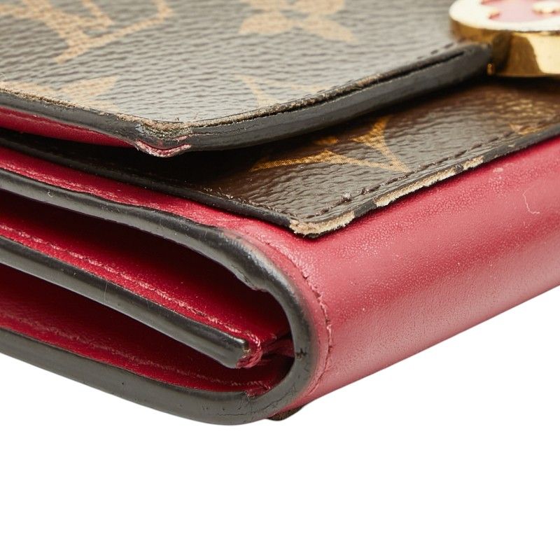 Louis Vuitton Monogram Portefeuille Floral Compact Bifold Wallet Brown Fuchsia — view 5