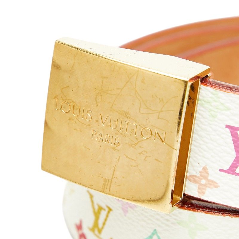 Louis Vuitton Monogram Multicolor Ceinture Carre 80 32 White Gold Leather Belt — view 4