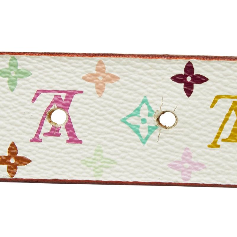 Louis Vuitton Monogram Multicolor Ceinture Carre 80 32 White Gold Leather Belt — view 5