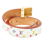 Louis Vuitton Monogram Multicolor Ceinture Carre 80 32 White Gold Leather Belt — view 3