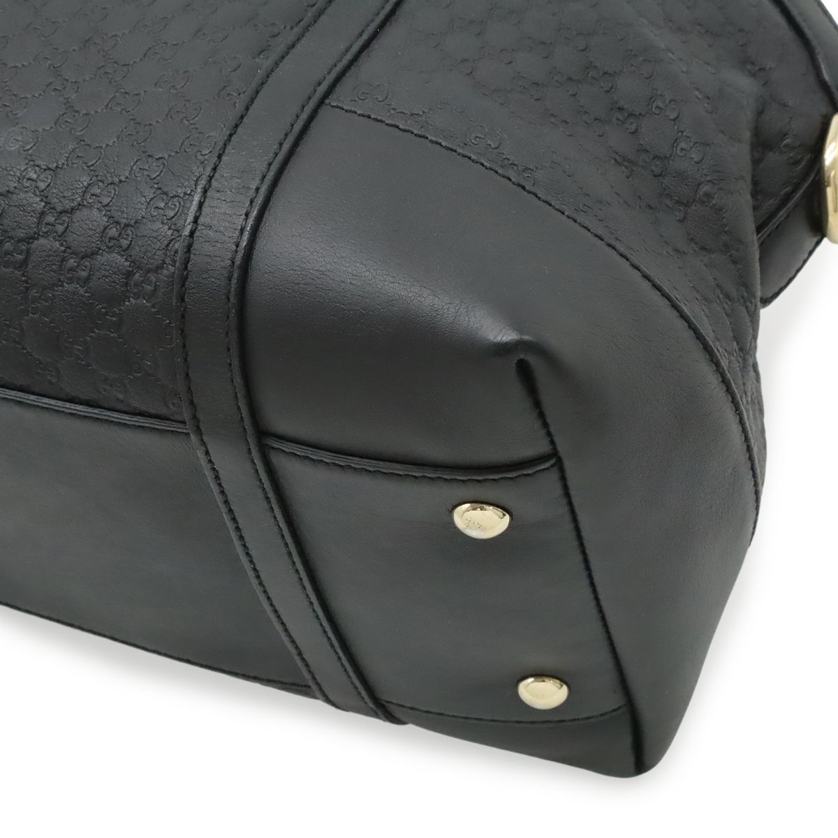 Gucci Micro Guccissima Tote 2-Way Shoulder Bag Crossbody Leather Black Gold — view 3