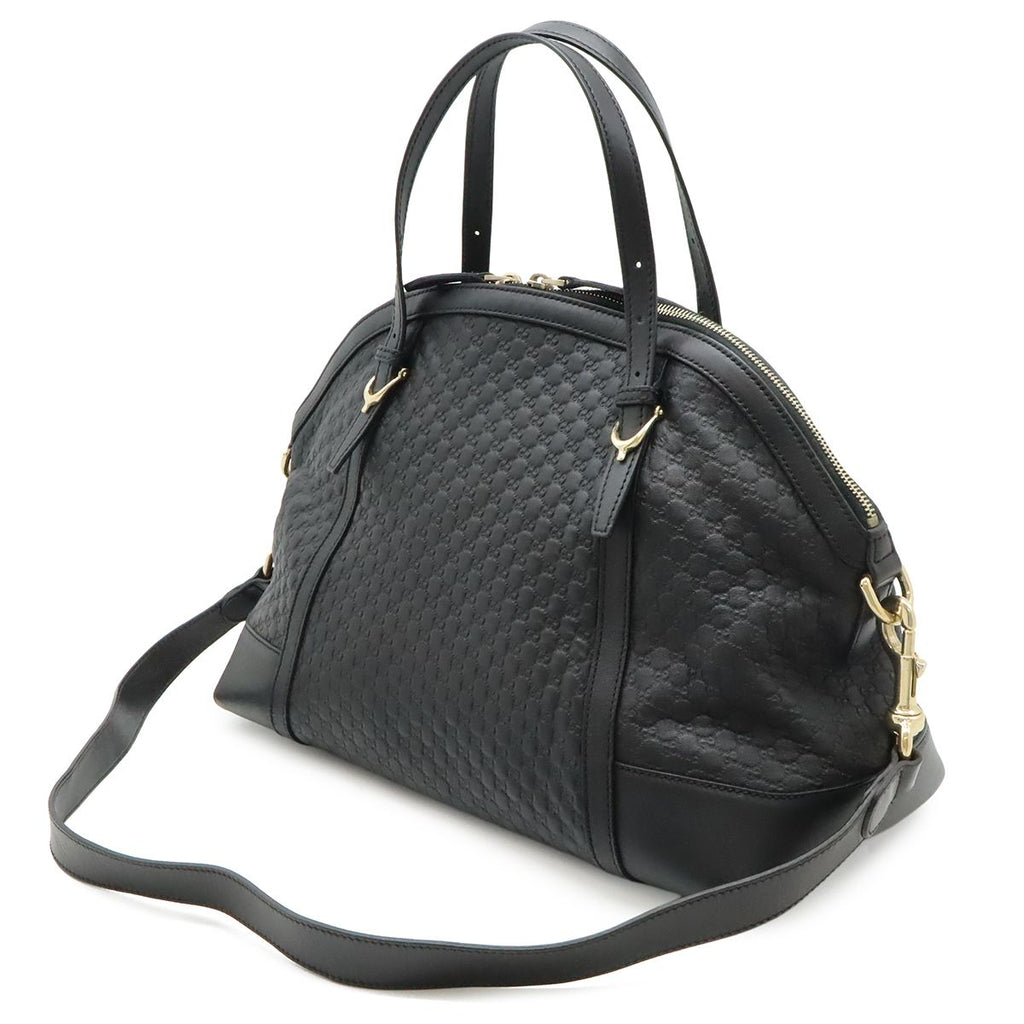 Gucci Micro Guccissima Tote 2-Way Shoulder Bag Crossbody Leather Black Gold — view 2