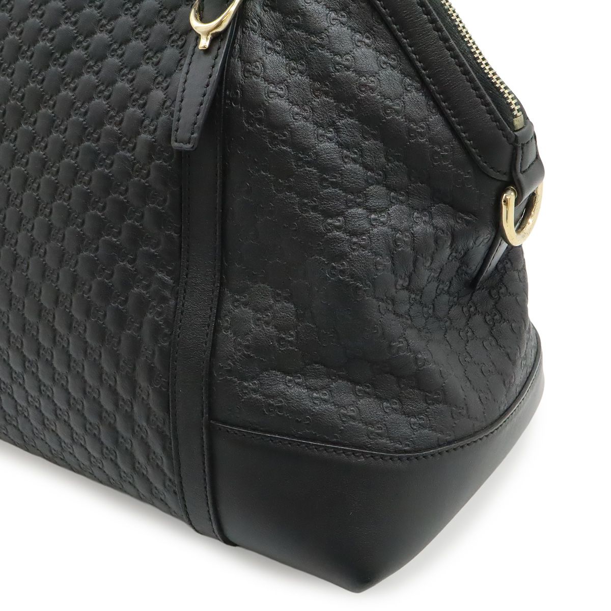 Gucci Micro Guccissima Tote 2-Way Shoulder Bag Crossbody Leather Black Gold — view 9