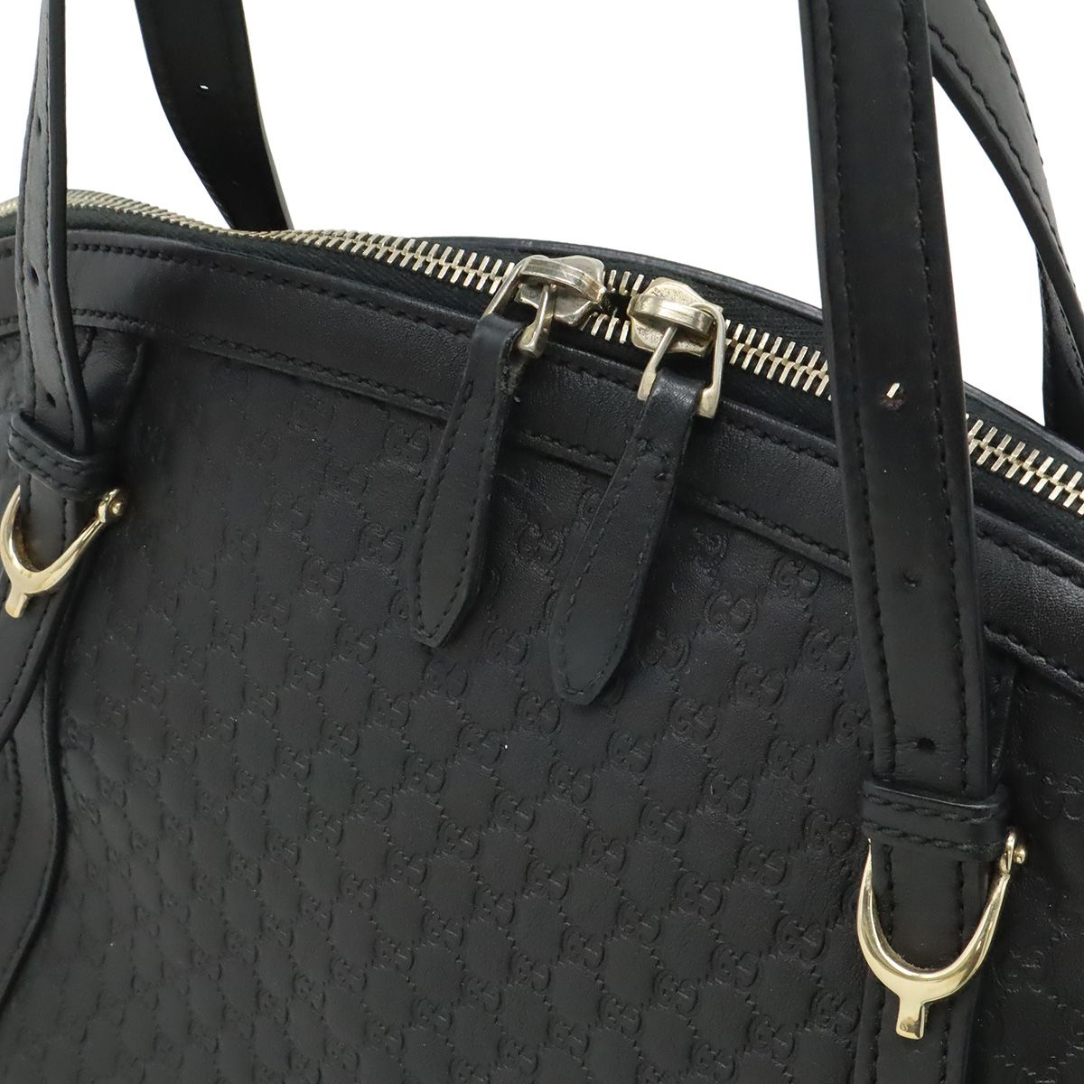 Gucci Micro Guccissima Tote 2-Way Shoulder Bag Crossbody Leather Black Gold — view 8