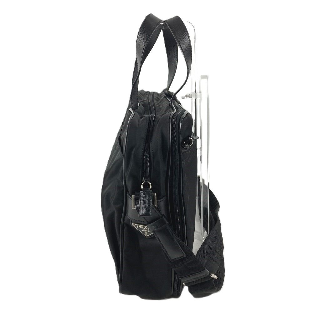 Prada Business Bag Triangle Logo Leather Nylon Black — view 3