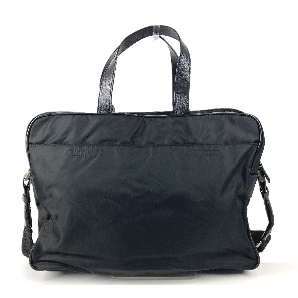 Prada Business Bag Triangle Logo Leather Nylon Black — view 2