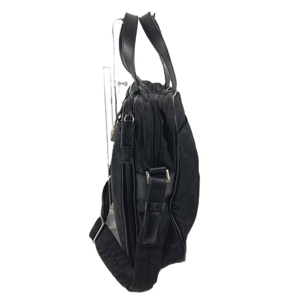 Prada Business Bag Triangle Logo Leather Nylon Black — view 4