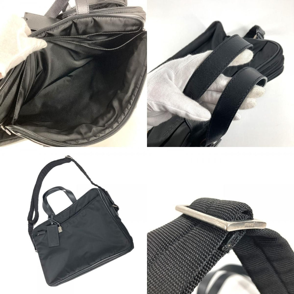 Prada Business Bag Triangle Logo Leather Nylon Black — view 9