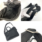Prada Business Bag Triangle Logo Leather Nylon Black — view 9