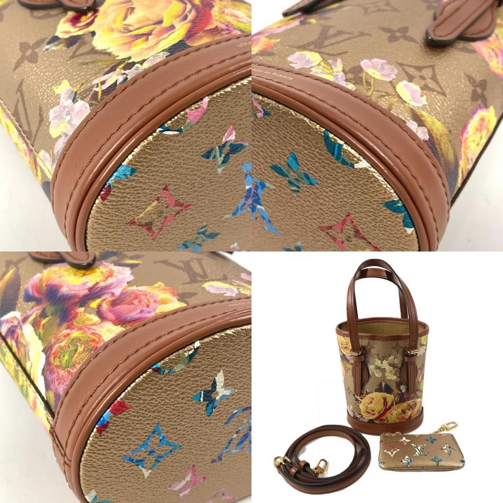 Louis Vuitton Shoulder Bag Nano Bucket Leather Gold — view 7