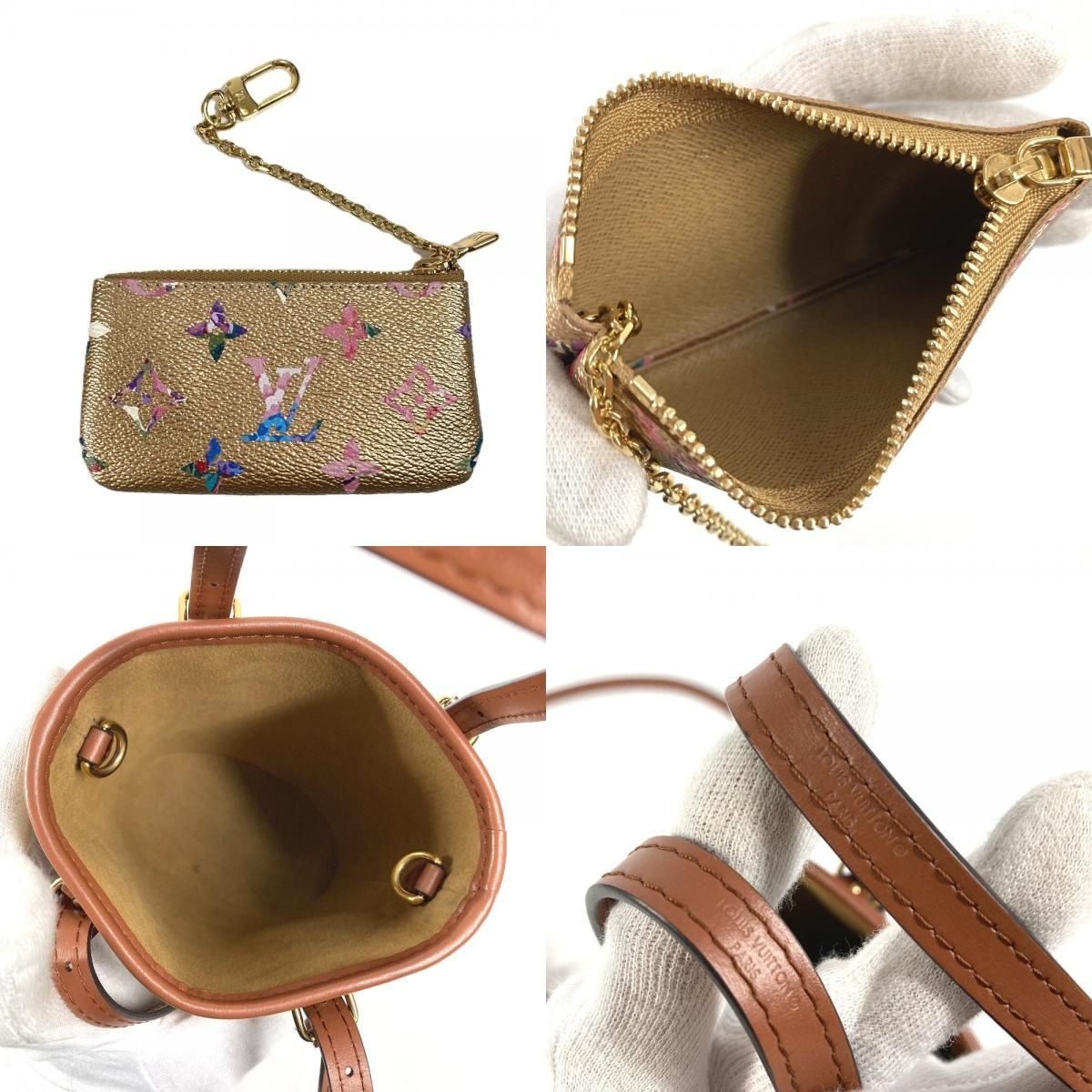 Louis Vuitton Shoulder Bag Nano Bucket Leather Gold — view 8