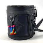 Louis Vuitton Shoulder Bag Expansion Double Polochon Leather Nylon Black — view 3
