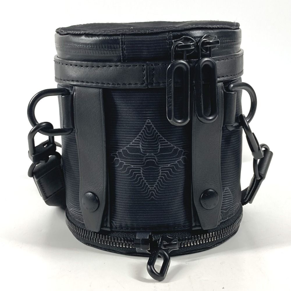 Louis Vuitton Shoulder Bag Expansion Double Polochon Leather Nylon Black — view 2