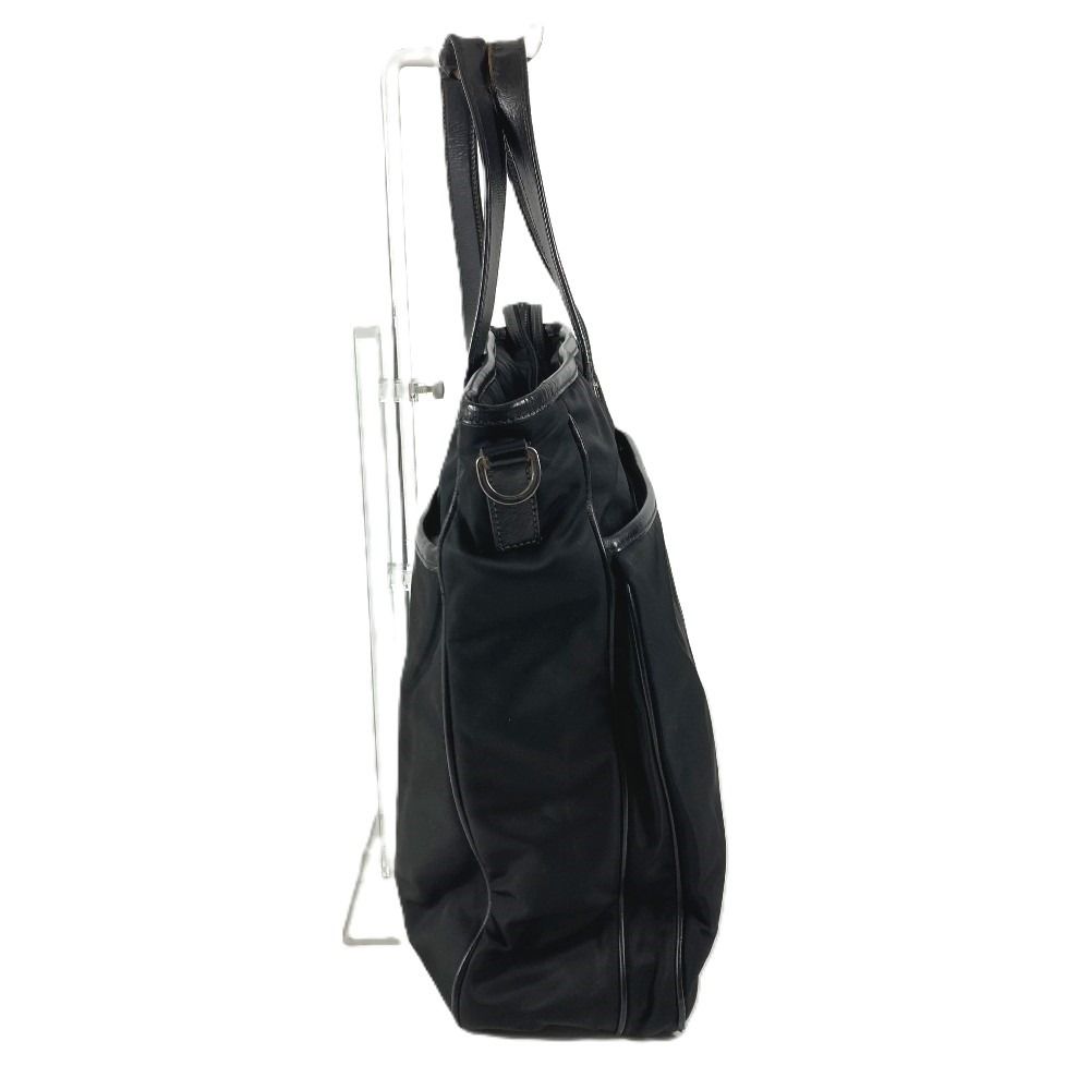 Prada Shoulder Bag Triangle Logo Leather Nylon Black — view 3