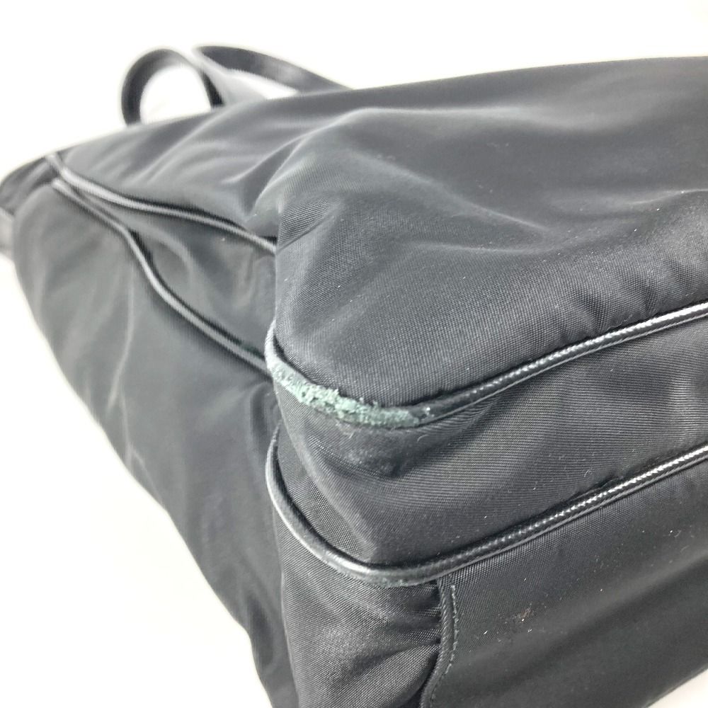 Prada Shoulder Bag Triangle Logo Leather Nylon Black — view 6